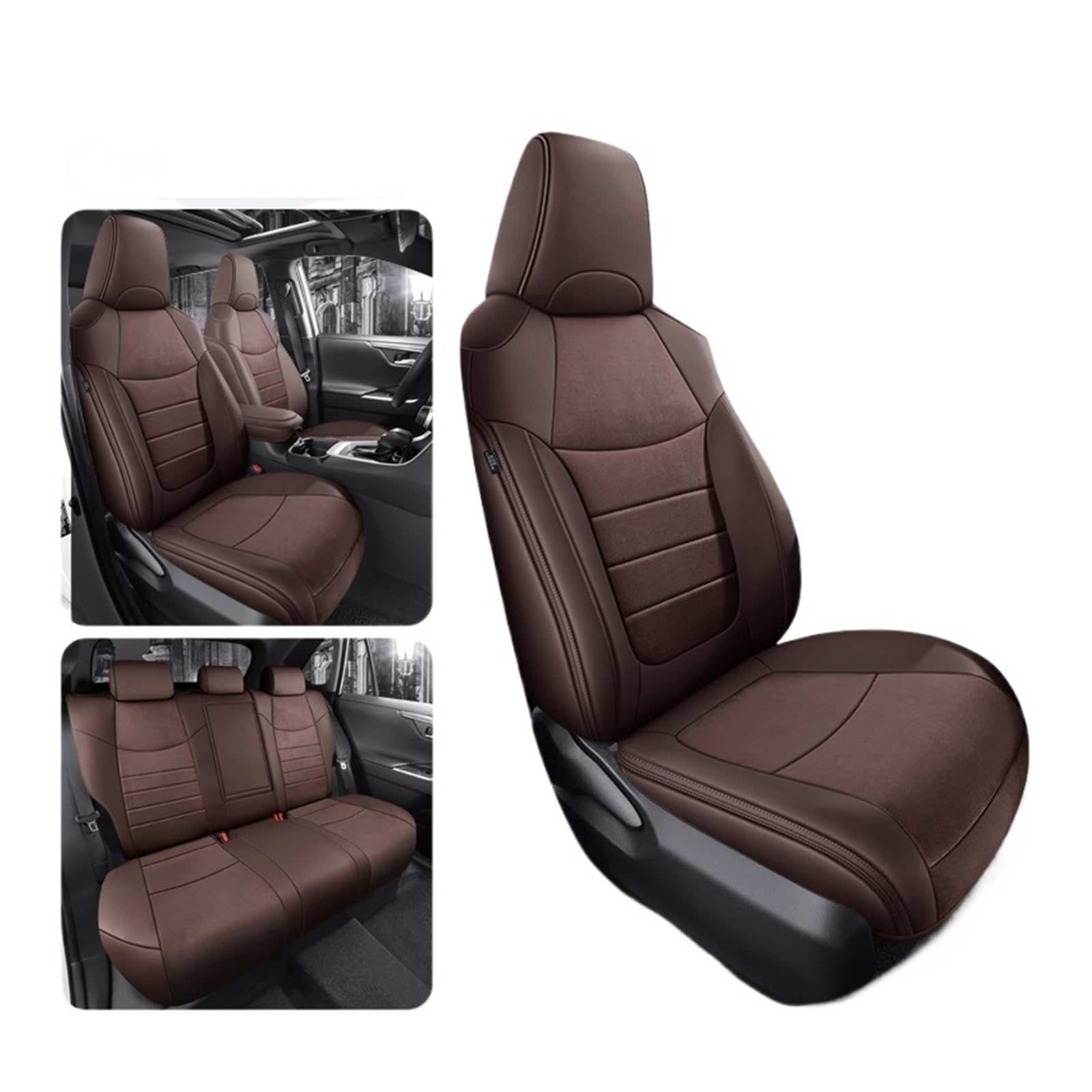 Custom Woman Autositzabdeckungen for Toyota RAV4 2020 2021 2022 2023 Atmungsaktives Auto -Wildleder -Innenbehörde schützen(5Pcs-Coffee) von FXFUPO