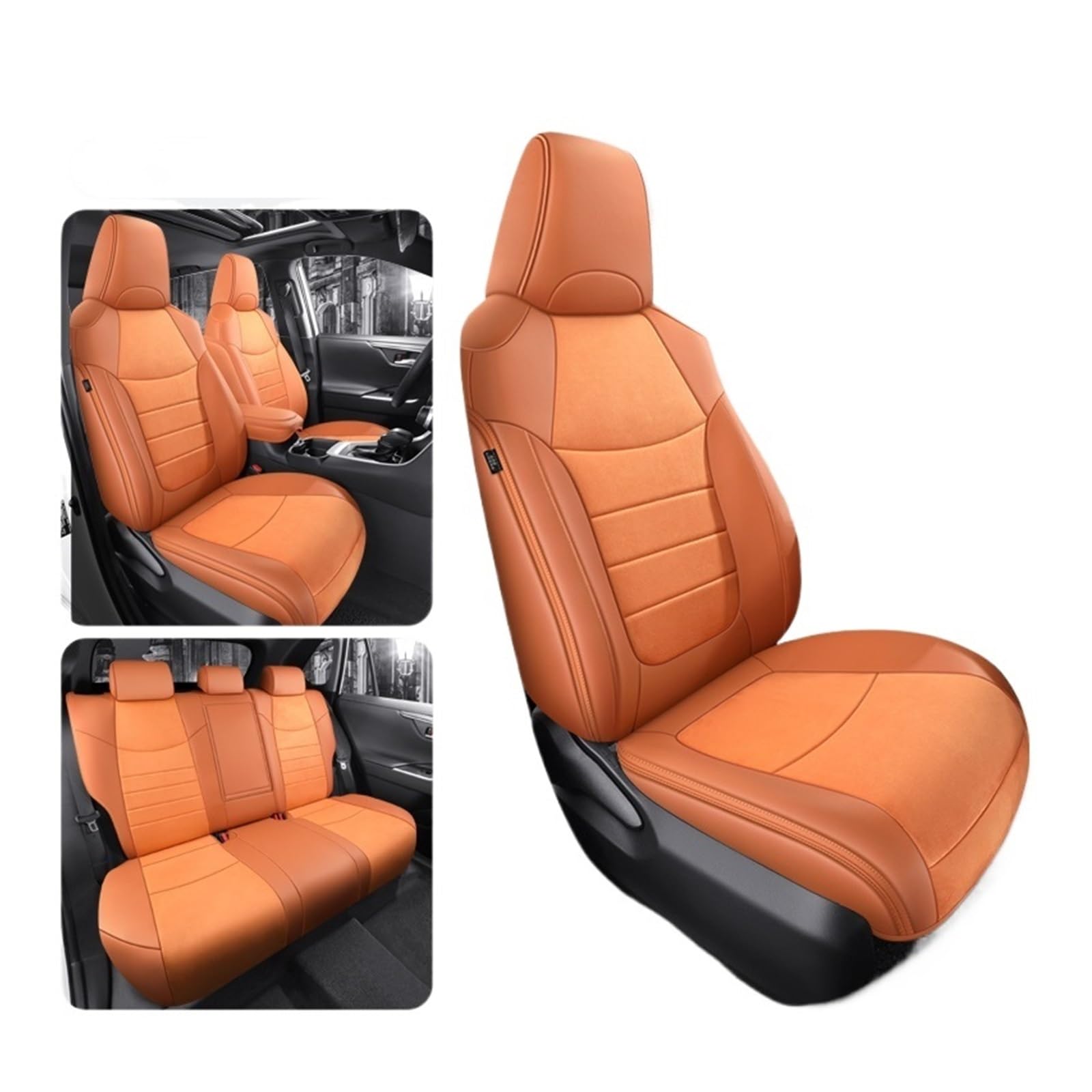 Custom Woman Autositzabdeckungen for Toyota RAV4 2020 2021 2022 2023 Atmungsaktives Auto -Wildleder -Innenbehörde schützen(5Pcs-Orange) von FXFUPO