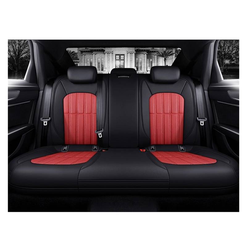 Customzie Autositzbezüge kompatibel for Mitsubishi Outlander XL 3 Lancer X Eclipse L200 Pajero Sport Colt Custom Auto Zubehör(Rear Seats-Black Red) von FXFUPO