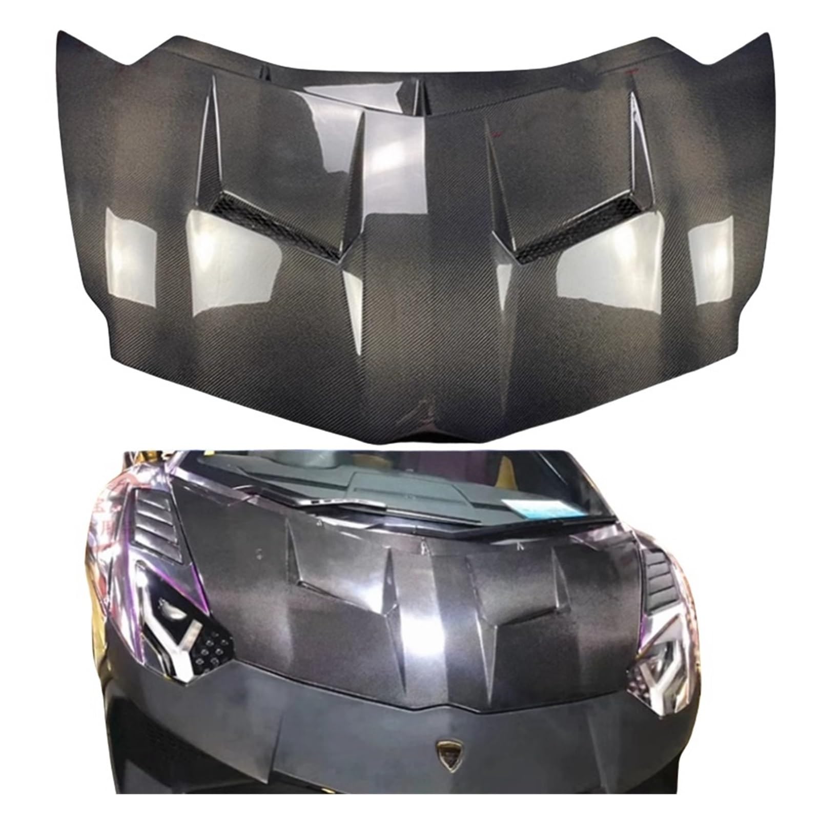 Echte Carbonfaser-Frontstoßstange, Motorhaube, Entlüftungsabdeckung for Motorhaube, kompatibel mit Lamborghini Aventador LP700 LP720 LP750 im MSY-Stil(Double-sided forged) von FXFUPO