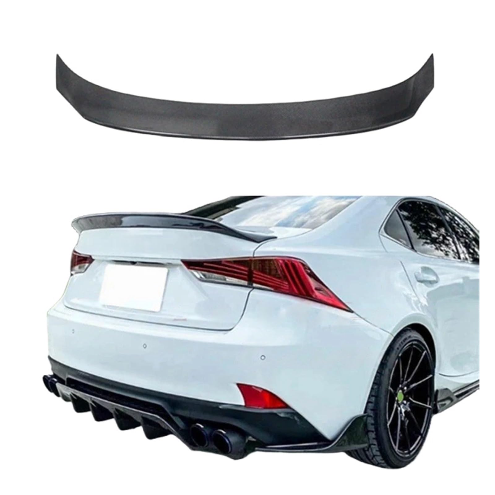 Echter Carbon-Faser-Stamm-Dachspoilerflügel, kompatibel for Lexus IS200 IS250 IS350 IS300 AWD/IS200T, alle Modelle 2014–2018, Heckflügel-Spoiler(Forged carbon fiber) von FXFUPO