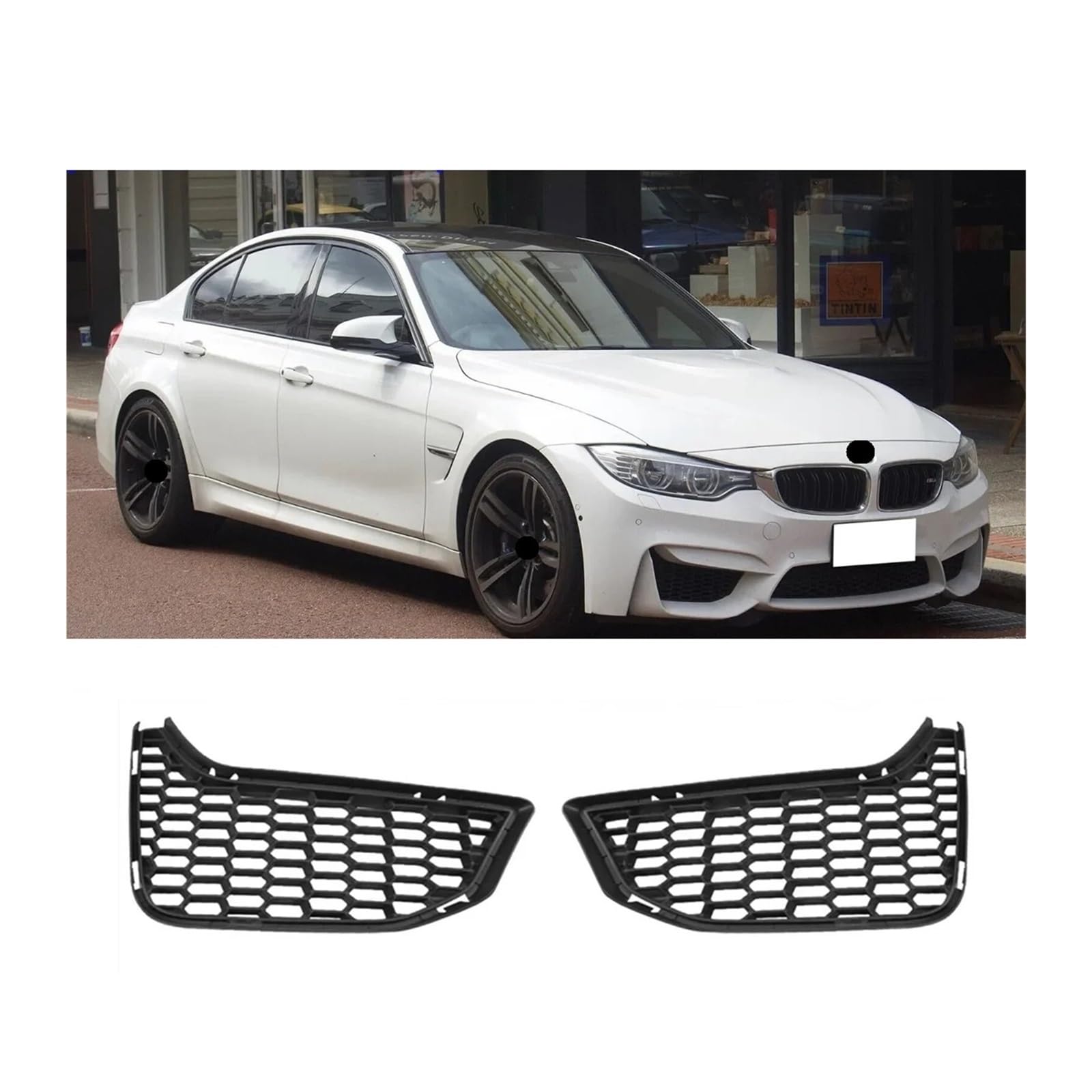 Front Stoßstange Nebel Licht Kühlergrill Waben Kompatibel for BMW 3 4 SERIE M3 M4 F80 F82 F83 2012-2018 FRONT STOßSTANGE UNTEREN GRILL ABDECKUNG(Carbon fibre) von FXFUPO