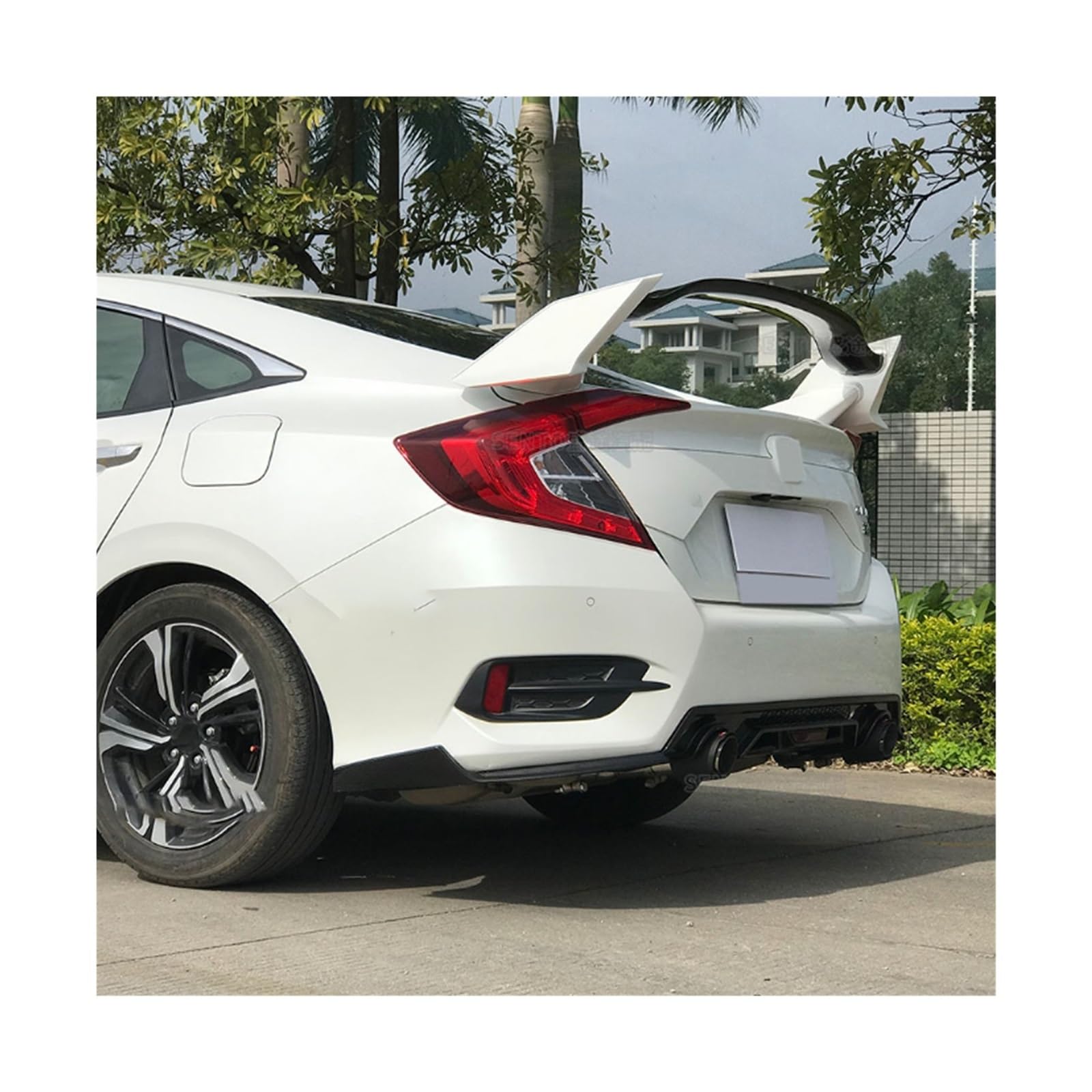 Heckspoilerflügel kompatibel for Honda Civic 10. Generation Limousine 2016 2017 2018 2019 2020 Heckspoilerlippe(Pearl white black) von FXFUPO