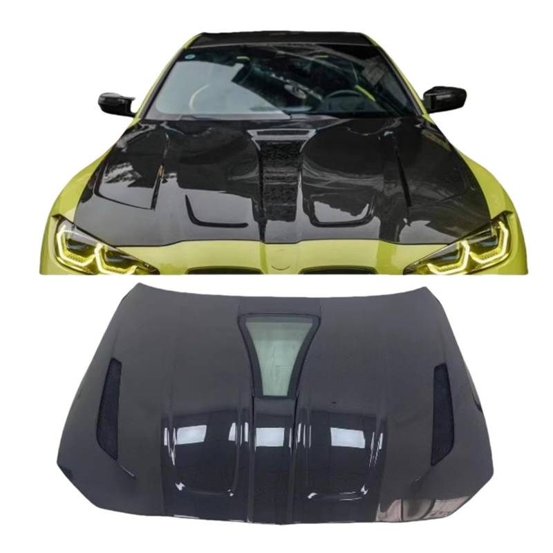 IMP Style Real Carbon Fiber Transparent Frontstoßstange Motorhaube Motorhaube Entlüftungsabdeckung Kompatibel for BMW M3 M4 G80 G82 G83 2021 2022 2023 2024(Double-sided carbon) von FXFUPO