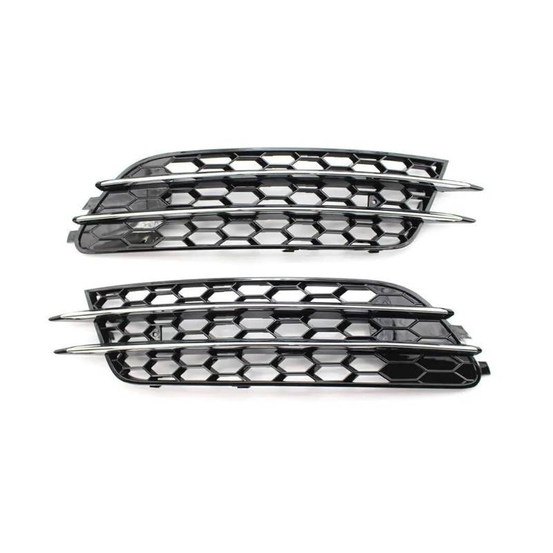 Kompatibel for Audi A6 C7 2012-2015 Paar Schwarz Front Stoßstange Nebel Licht Lampe Abdeckung Kühlergrill Grill ReplAacement(Chrome Silver) von FXFUPO