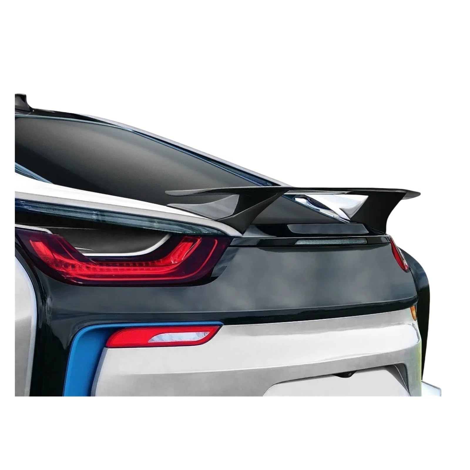 Kompatibel for BMW I8 2014-2019 GT Stil Carbon Fiber Hinten Dach Spoiler Flügel Stamm Lip Boot Abdeckung Auto Styling(Glossy Black) von FXFUPO