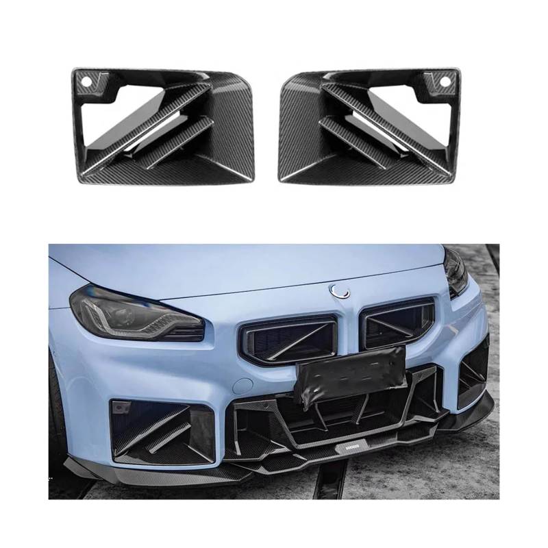 Kompatibel for BMW M2 G87 2022+ Carbon Fiber Frontstoßstange Lüftungsgitter Abdeckung Zierleiste Nebelscheinwerfergitter Grill SQ Style Autozubehör Upgrade Body Kit(Dry Carbon Fiber) von FXFUPO