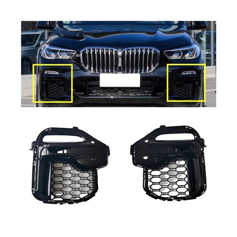 Kompatibel for BMW X5 G05 2019–2023 Frontstoßstange, seitlicher Entlüftungsgrill, schwarz glänzend, Nebelscheinwerfer, Lampenabdeckung, Haube, Ansaugrahmen, Kühlergrill von FXFUPO