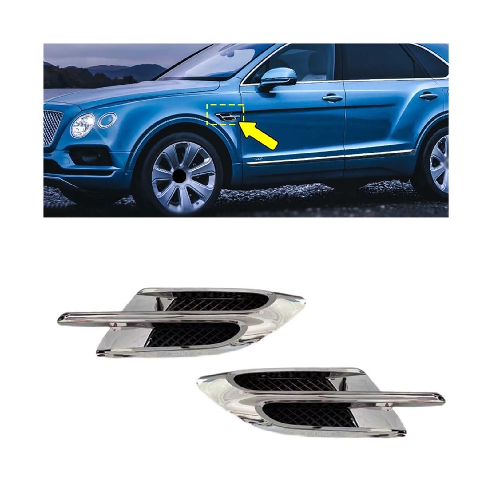 Kompatibel for Bentley Bentayga Auto-Außenzubehör Frontgrill Lufteinlassgitter Links rechts Mesh-Grill Pailletten Autoteile(Only Left) von FXFUPO