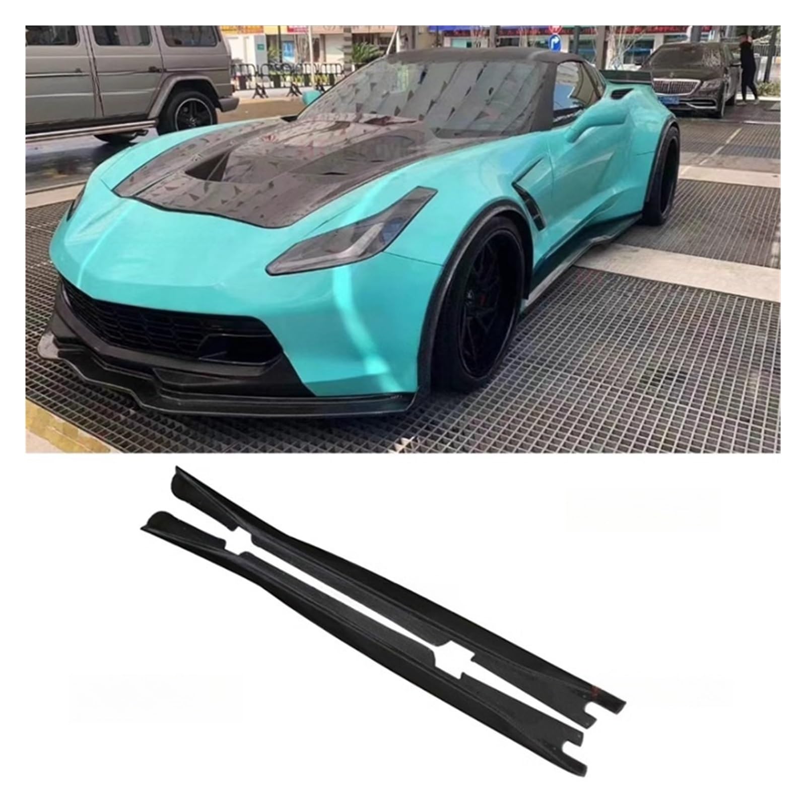 Kompatibel for Chevrolet Corvette C7 2014-2019 Carbon Fiber Auto Stoßstange Lip Seite Rock Spoiler Abdeckung(FPR Primer) von FXFUPO