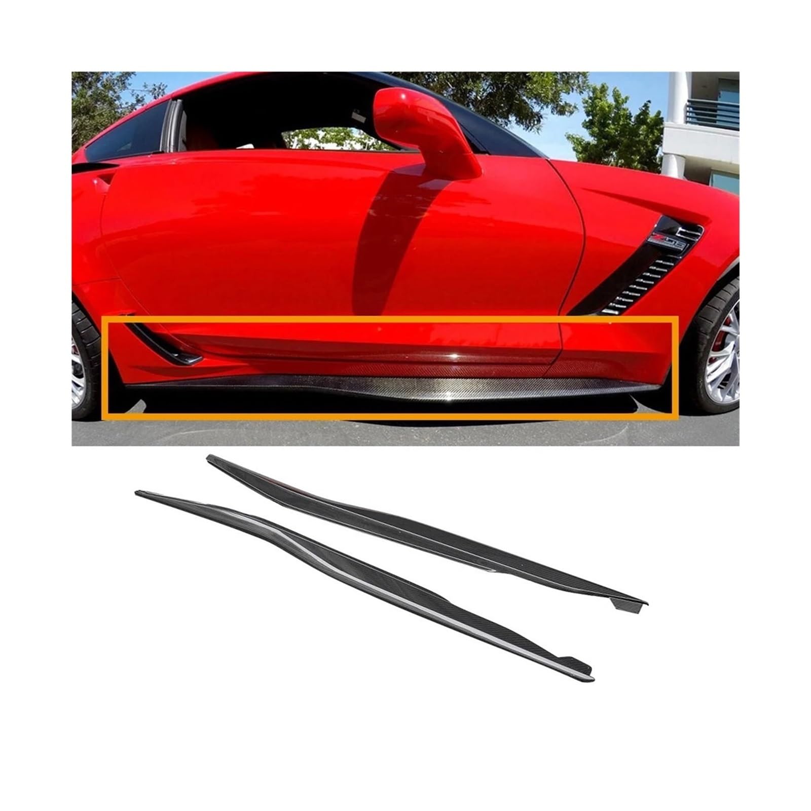 Kompatibel for Chevrolet Corvette C7 Z06 Carbon Fiber Seitenschweller Schürze Verlängerung Lip Spoiler Splitter Auto Styling von FXFUPO