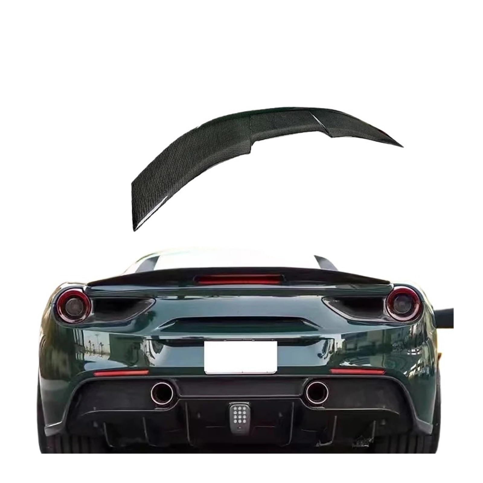 Kompatibel for Ferrari 488 GTB Real Carbon Fiber Racing Heckspoilerlippe Flügel Bodykit von FXFUPO