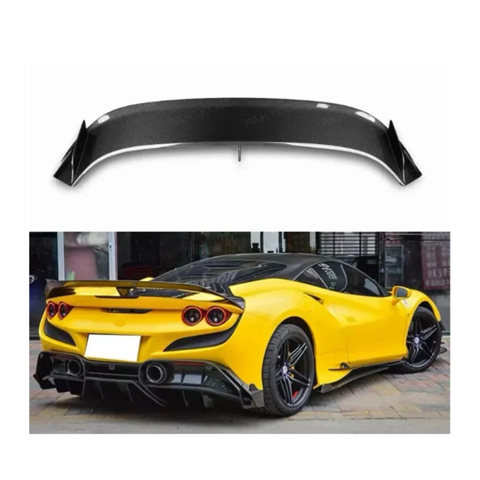 Kompatibel for Ferrari F8 Tributo Spider 2019 2020 2021 2022 2023 Real Carbon Fiber Auto Hinten Flügel Stamm Lip Spoiler von FXFUPO