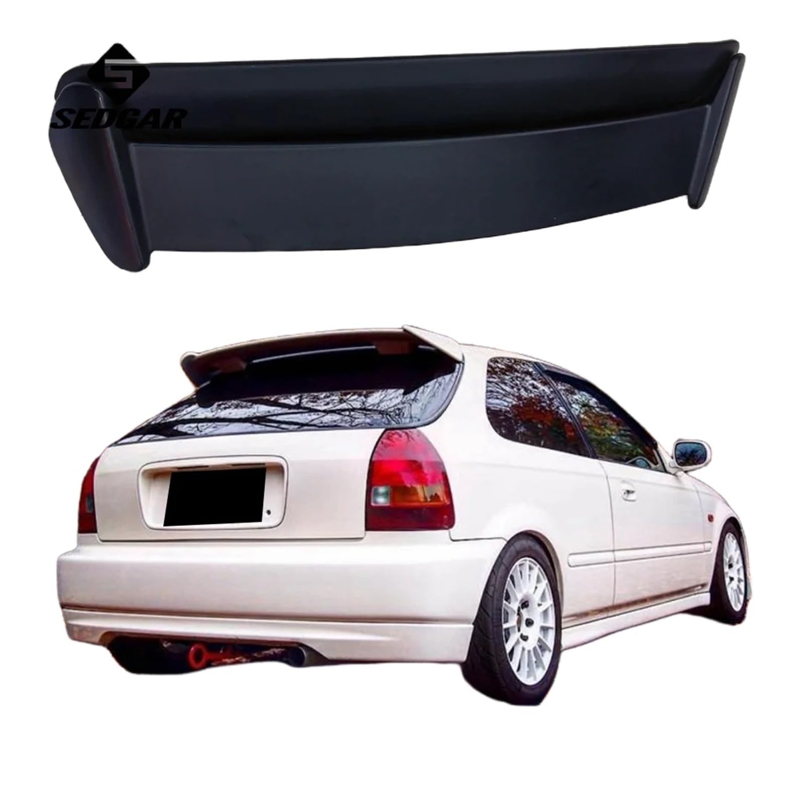 Kompatibel for Honda Civic EK9 1996–2000, Dachspoiler, ABS-Kunststoff, unlackiert, Autospoiler, Kofferraum-Kofferraum-Flügelspoiler(Carbon color) von FXFUPO