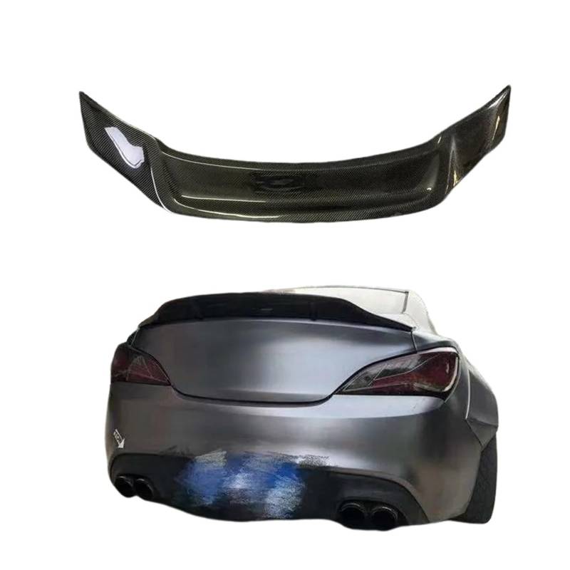 Kompatibel for Hyundai Genesis Coupe Spoiler 2009–2012, glänzende Kohlefaser/FRP-Heckflügel, R-Style-Spoiler-Zubehör(Forged carbon fiber) von FXFUPO