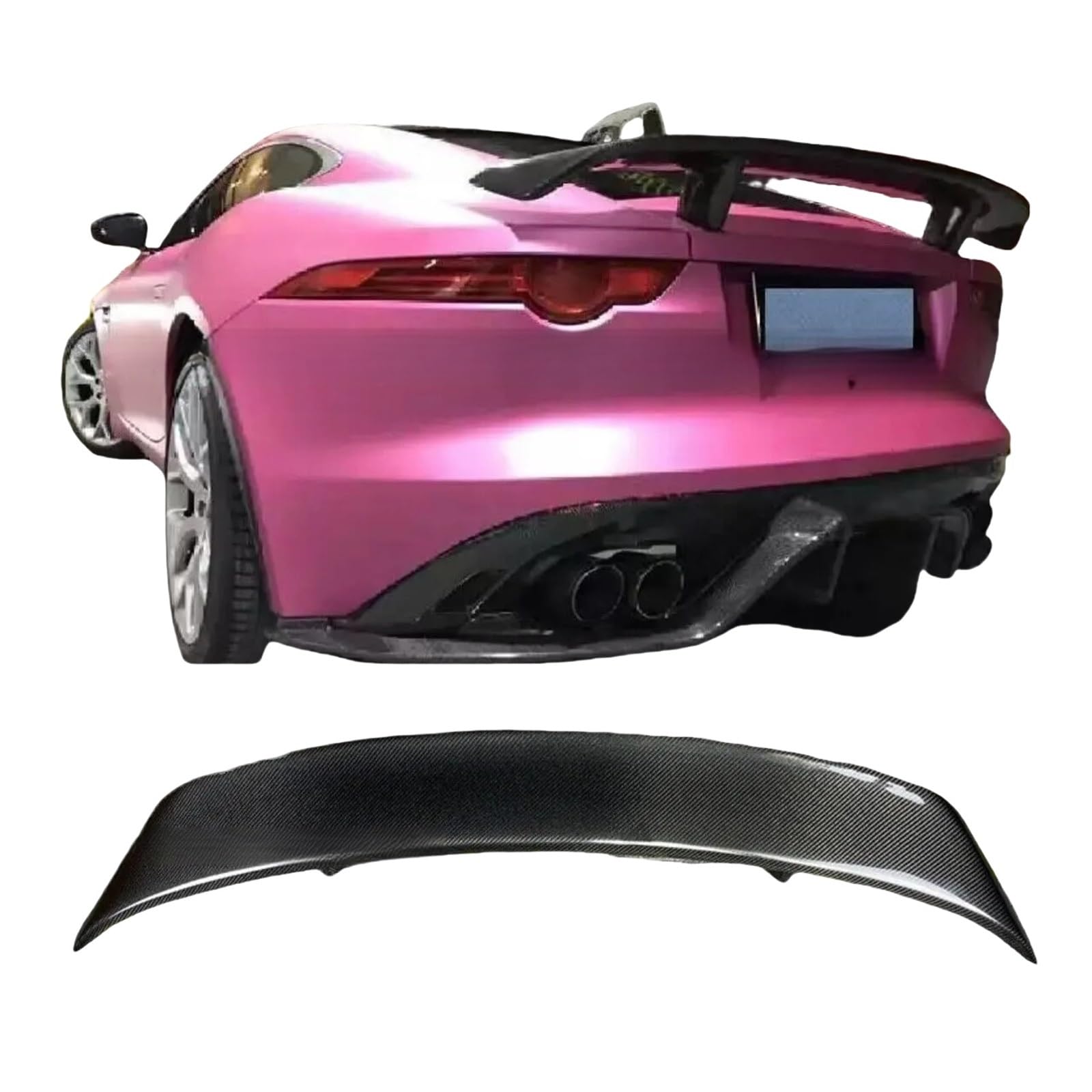 Kompatibel for Jaguar F-Type 2014+ Coupe Real Carbon Fiber Rear Trunk Lip Spoiler Wing Body Kits von FXFUPO