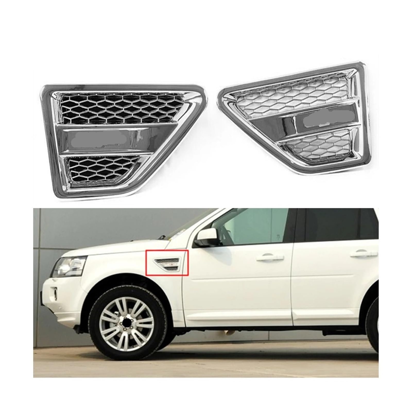 Kompatibel for Land Rover Freelander 2 LR2 2006–2016. Front-Kotflügel-Luftauslass-Entlüftungsabdeckung, Kühlergrill, Chrom, Haube, Nebelscheinwerfer, Ansaugblende von FXFUPO