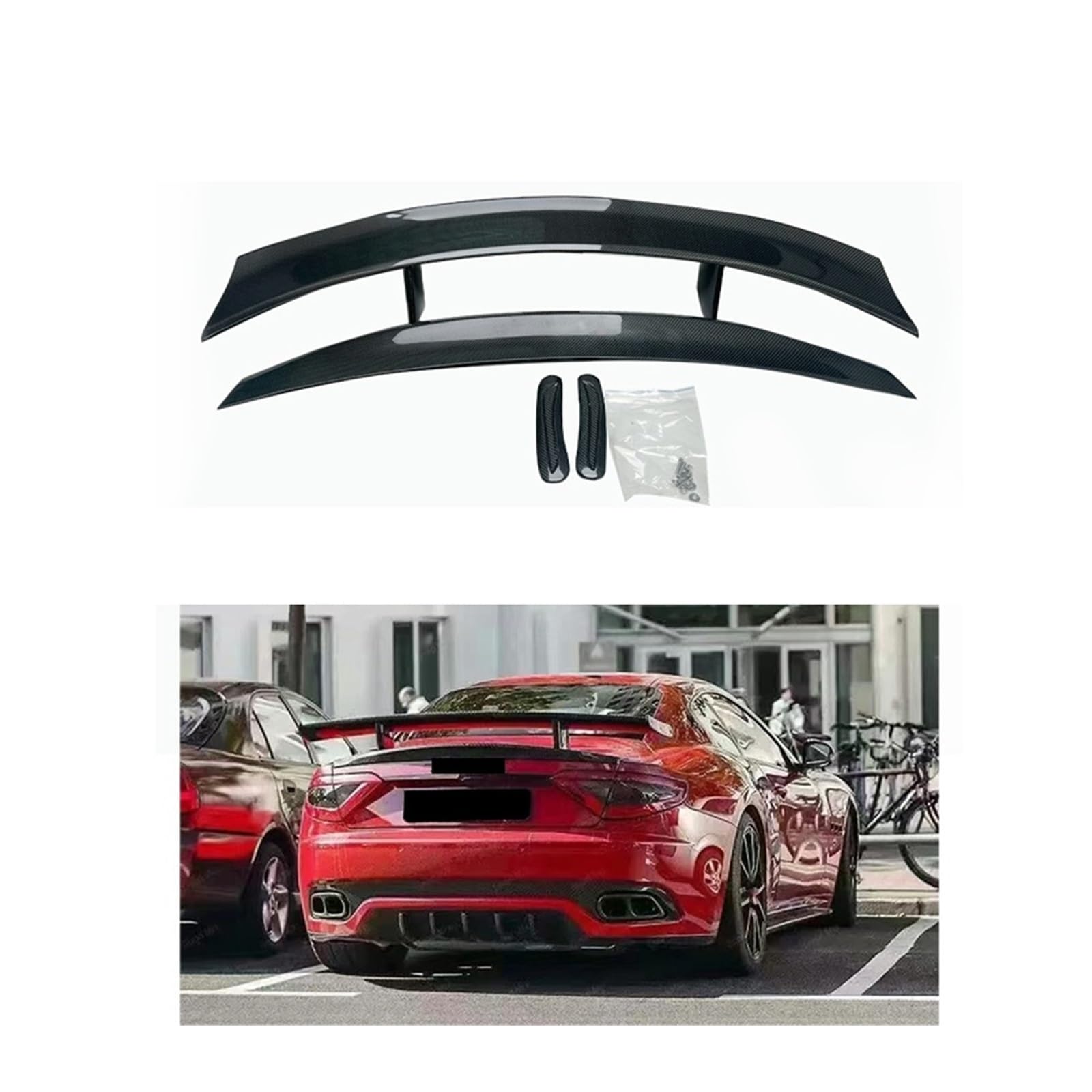 Kompatibel for Maserati GT4.0 GT4.2 Carbon Fiber Heckspoiler Kompatibel for Maserati Granturismo Stamm Spoiler Flügel(Carbon fiber) von FXFUPO