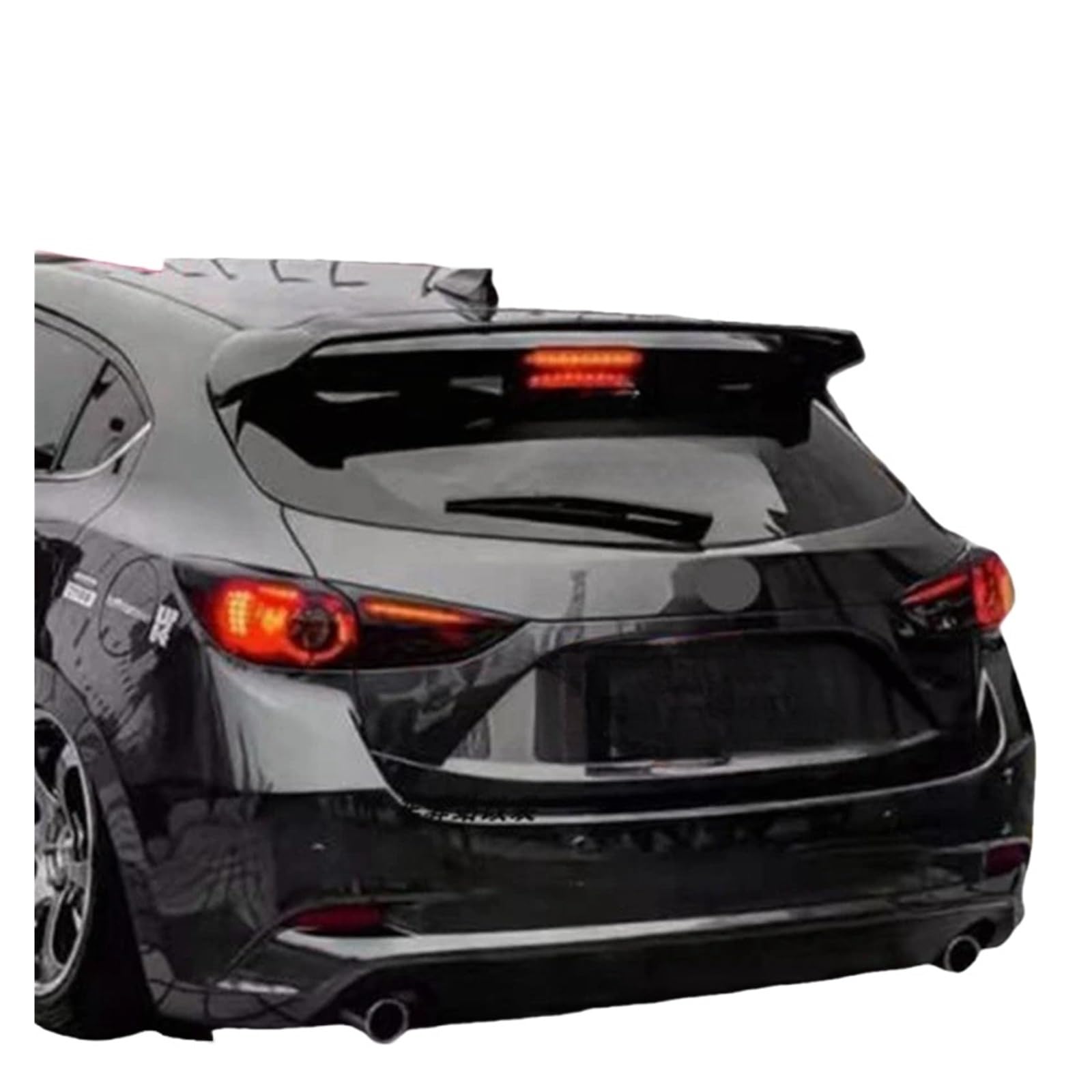 Kompatibel for Mazda Axela 2014–2017 Fließheck, Kohlefaser-Heckspoiler, Heckspoiler, Dachspoiler, Flügel, Stammlippe, Kofferraumabdeckung(FRP Bright black) von FXFUPO