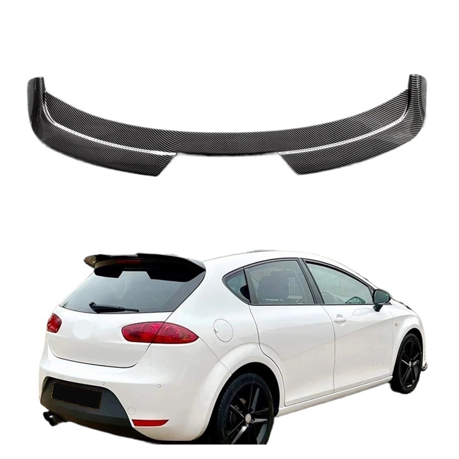 Kompatibel for Seat Leon MK2 Dachspoiler 2009 bis 2012, ABS-Auto-Heckflügel-Spoiler, glänzend schwarz oder Carbonfaser-Look, Bodykit(Black) von FXFUPO