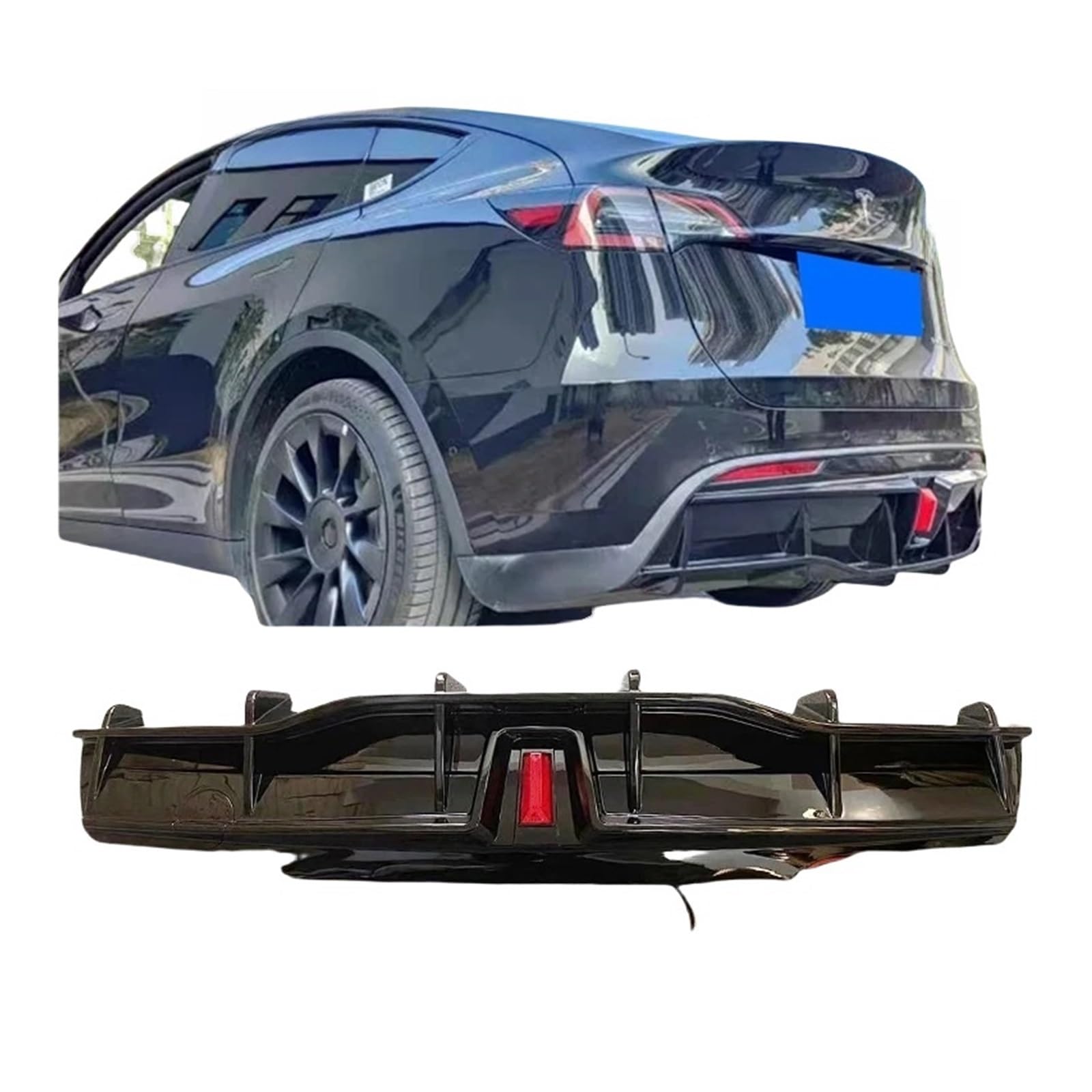 Kompatibel for Tesla Model Y/Modell 3 2016–2023 Heckstoßstange Diffusor Splitter Spoiler Lippe Bodykit Schwarz Carbon Tuning Zubehör Teil(Model Y matte black) von FXFUPO