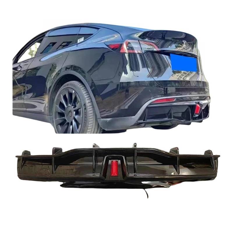 Kompatibel for Tesla Model Y/Modell 3 2016–2023 Heckstoßstange Diffusor Splitter Spoiler Lippe Bodykit Schwarz Carbon Tuning Zubehör Teil(Model Y matte black) von FXFUPO