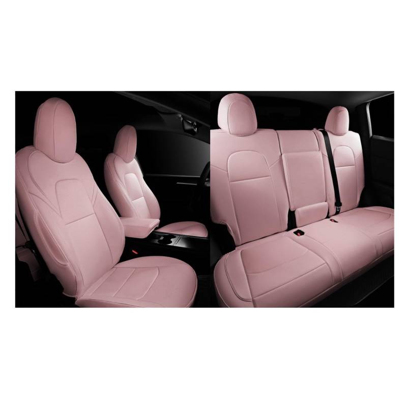 Kompatibel for Tesla-Sitzbezüge Modell Y Modell 3 2024–2019, 5-Sitzer-Vollpolster vorne und hinten, Auto-Innenraumabdeckung, Allwetterschutz(Model 3 Pink) von FXFUPO