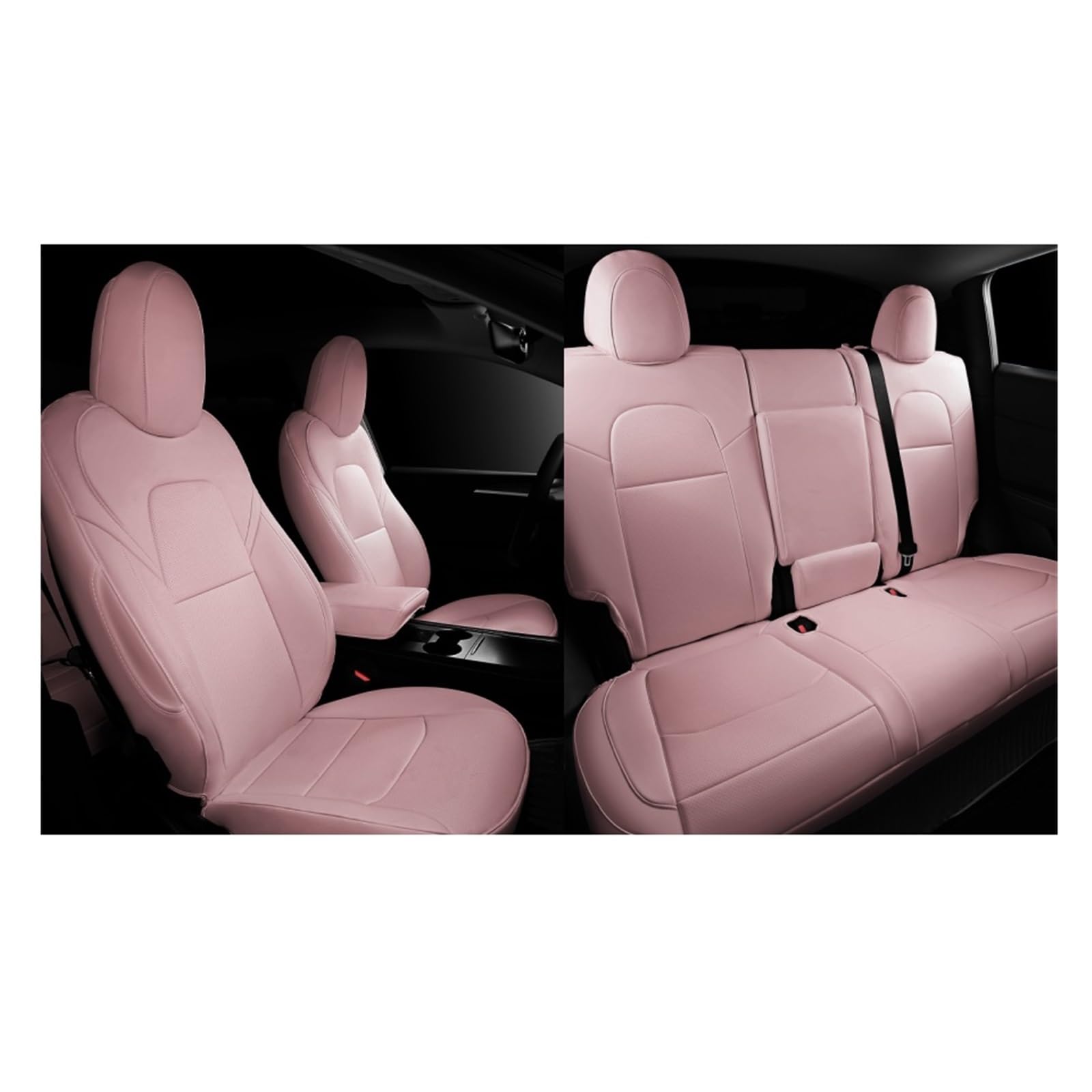 Kompatibel for Tesla-Sitzbezüge Modell Y Modell 3 2024–2019, 5-Sitzer-Vollpolster vorne und hinten, Auto-Innenraumabdeckung, Allwetterschutz(Model Y Pink) von FXFUPO