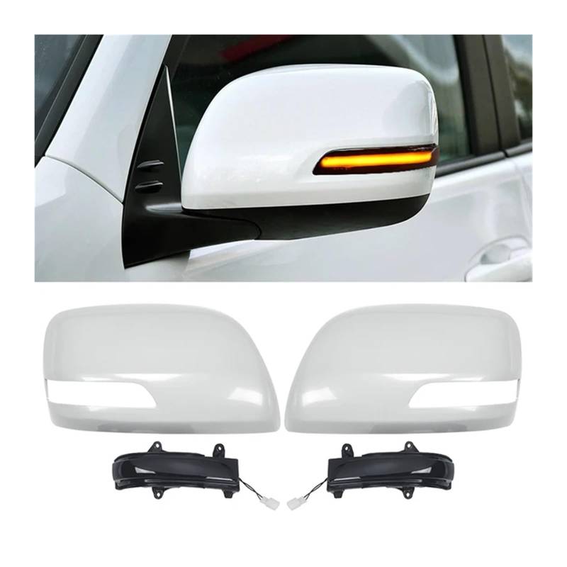 Kompatibel for Toyota Land Cruiser 200 Prado 150 2008-2021 Rückspiegelabdeckung LC150 LC200 Änderungszubehör LED-Blinker FJ150(Pearl White) von FXFUPO