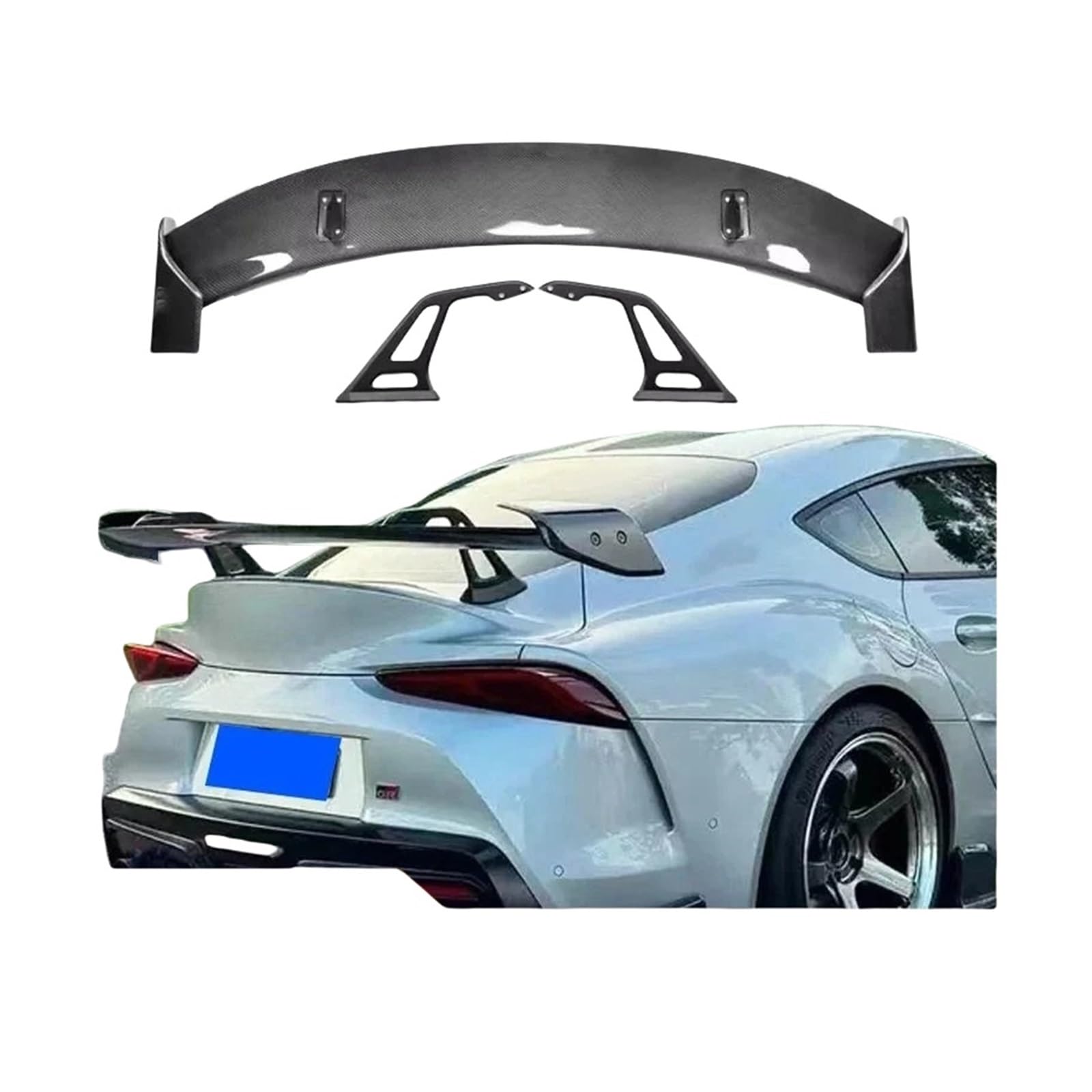 Kompatibel for Toyota Supra A90 A91 2019-2022 Carbon Fiber Hinten Glanz Schwarz Spoiler Flügel Stamm Lip Boot Abdeckung auto GT Styling(Real Carbon Fiber) von FXFUPO