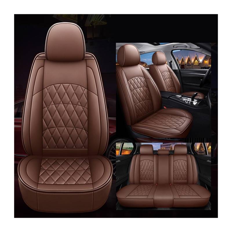 Leder-Autositzbezug kompatibel for Lincoln MKZ MKS MKC MKX MKT CONTINENTAI Nautilus Aviator Corsair Navigator Autozubehör(Brown) von FXFUPO