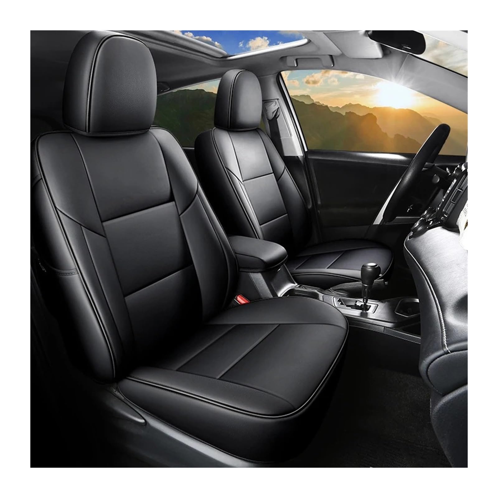 Maßgeschneiderte Autositzbezüge, kompatibel mit Toyota Rav4 2013 2014 2015 2016 2017 2018 2019, wasserdichtes Kunstleder-Zubehör, Auto-Styling(Black 2018) von FXFUPO