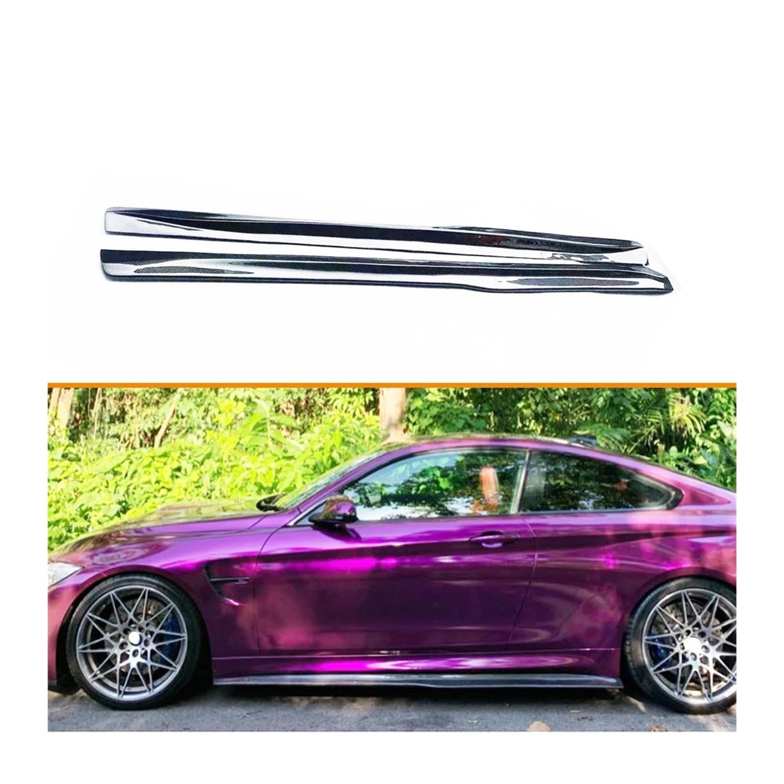 PSM Style Carbon Fiber Seitenstoßstangenverlängerungsrock Kompatibel for BMW F80 M3 F82 F83 M4 Auto Racing Car Styling Seitenschweller Bodykit(F80 M3) von FXFUPO