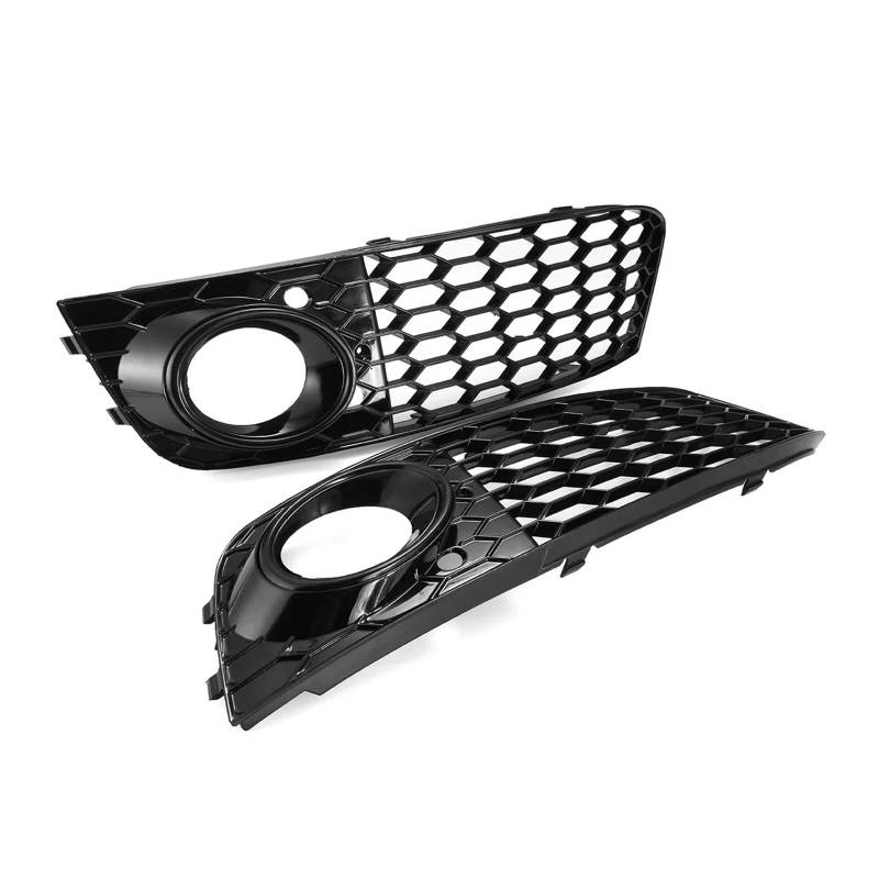 Paar Nebelscheinwerfergitter Kompatibel for Audi A4 B8 2009-2012 Auto Frontstoßstangengrill Mesh Wabengitter Nebelscheinwerferumrandung Abdeckung(Silver) von FXFUPO