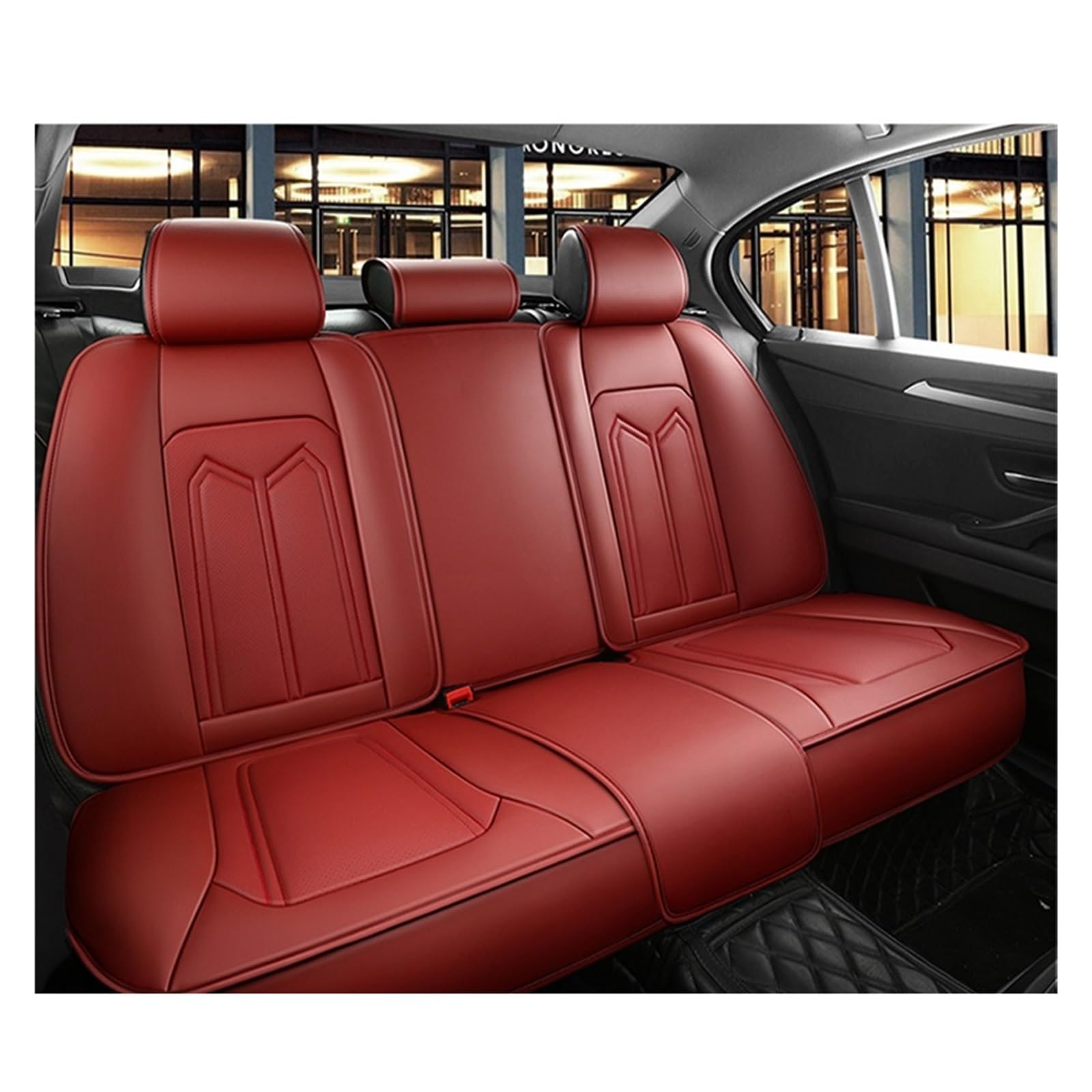 Premium-Autositzbezug aus Nappaleder, wasserdicht, Autositzkissen, Auto-Styling, universell kompatibel for Limousine, SUV, LKW, Schrägheck(C Rear Seat 1PC) von FXFUPO