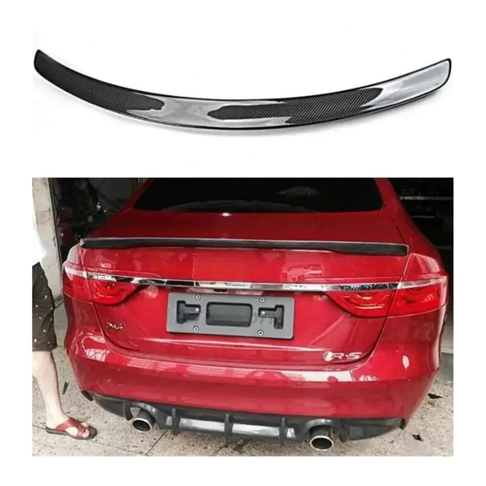 REAL CARBON FIBER HECKFLÜGEL STAMMLIPPE HECK MIT KLAPPE SPOILER Kompatibel for JAGUAR XF 2016 2017 2018 2019 2020 P STYLE von FXFUPO