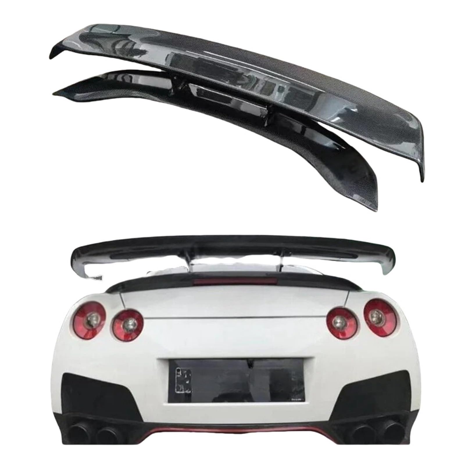 Real Carbon Fiber Hinten Flügel Lip Diffusor Schwanz Stamm Spoiler Kompatibel for Nissan GTR R35 2008-2024 VARIS GT STYLE(CARBON FIBER) von FXFUPO