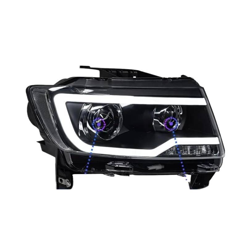 Scheinwerfer kompatibel for Jeep Compass 2011–2016 Grand Cheroke Auto Automotive Supplies LED DRL Hella Xenon Len Hella H7 Autozubehör(L low beam) von FXFUPO