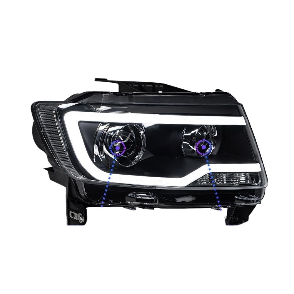 Scheinwerfer kompatibel for Jeep Compass 2011–2016 Grand Cheroke Auto Automotive Supplies LED DRL Hella Xenon Len Hella H7 Autozubehör(No bulb in low beam) von FXFUPO