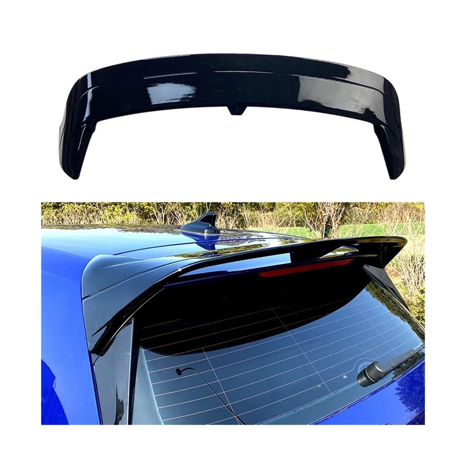 Schwanz Top Wind Spoiler Flügel Kompatibel for VW Golf 8 MK 8 Club Sport 2020 2021 2022 Hinten Stamm Dach sport Spoiler Flügel Styling(Carbon Fiber Look) von FXFUPO