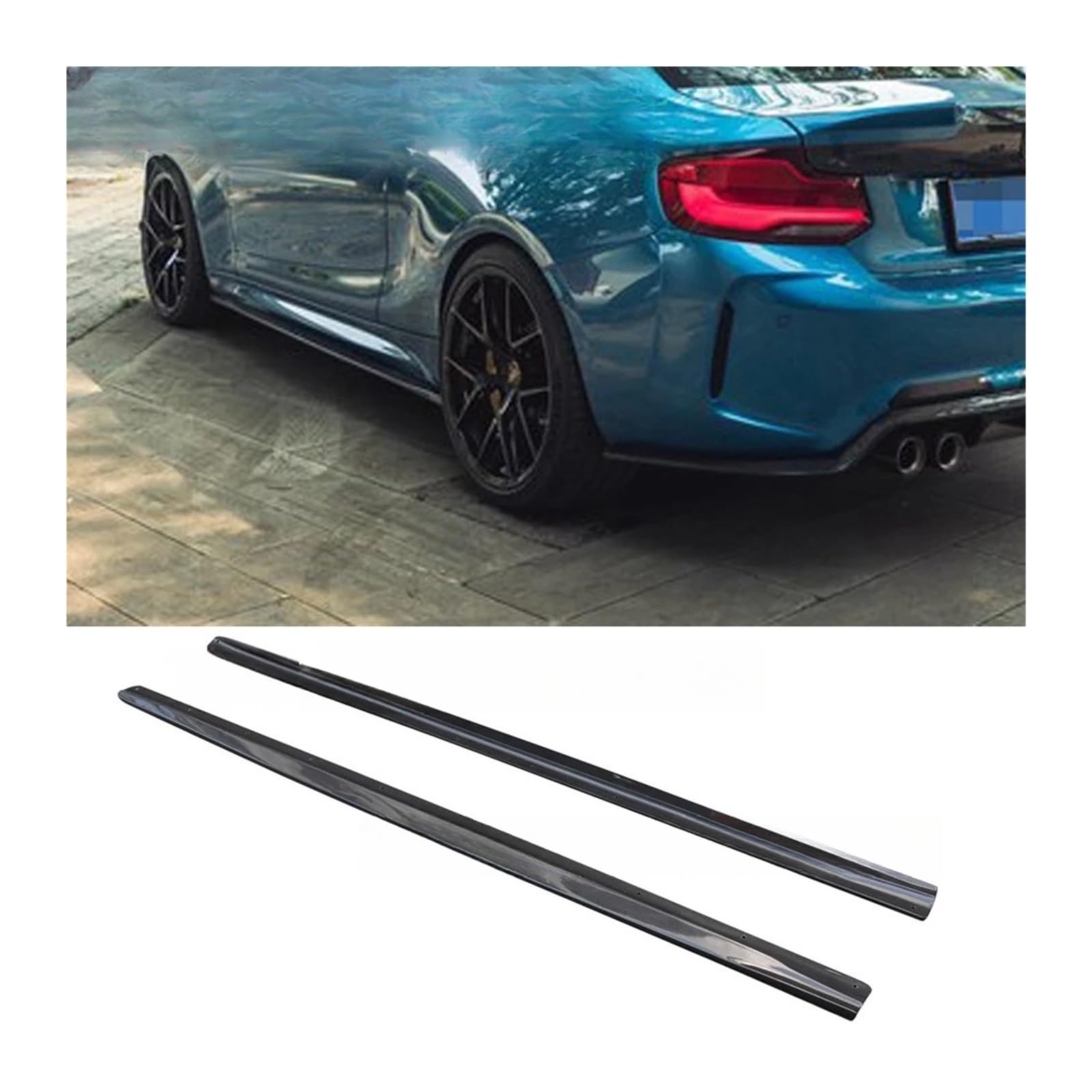 Seitenschweller-Verlängerungslippen aus Karbonfaser, kompatibel mit BMW F87 M2C M2 Competition Base Coupe, 2D-Seitenlippenschutz 2015 + Auto-Tuning(Carbon Fiber) von FXFUPO