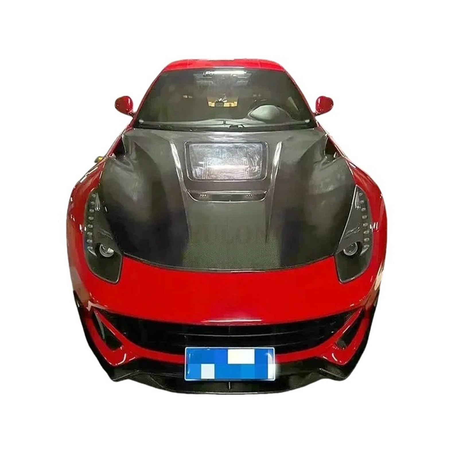 Transparente Frontstoßstange aus echtem Carbonfaser, Motorhaube, Motorhaube, Body Kit, Entlüftungsabdeckung, kompatibel mit Ferrari F12 2013 2014 2015 2016(Double-sided carbon) von FXFUPO