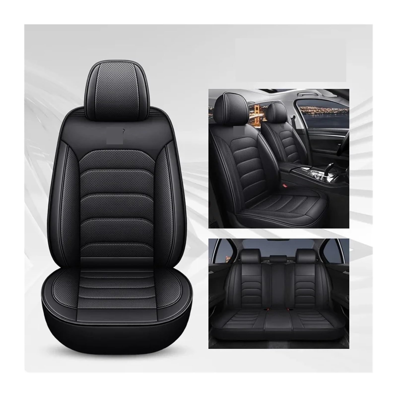 Universeller Autositzbezug, kompatibel mit SEAT, allen Automodellen, Leon, Arona, Ateca, Tarraco, Ibiza, Alhambra, Autozubehör, Innendetails(Black 5 seats-01) von FXFUPO