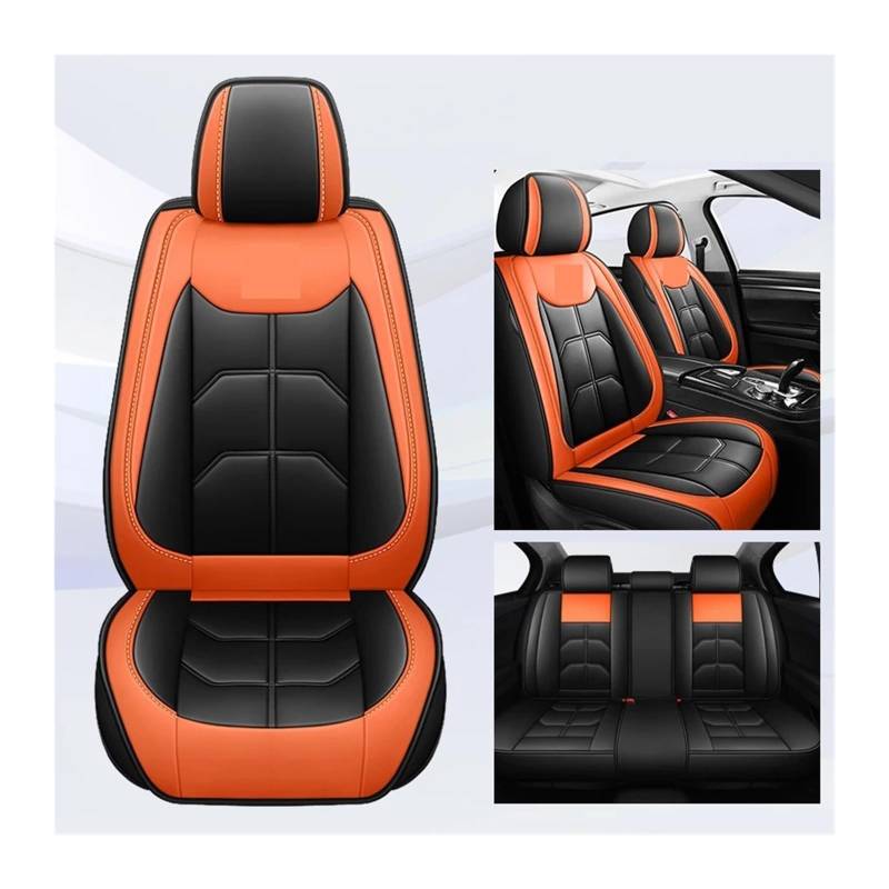 Universeller Autositzbezug kompatibel for Benz W205 C-Klasse W202 W203 W204 A205 C204 C205 S202 S203 S204 S205 Autozubehör(Black Orange 5 Seat) von FXFUPO