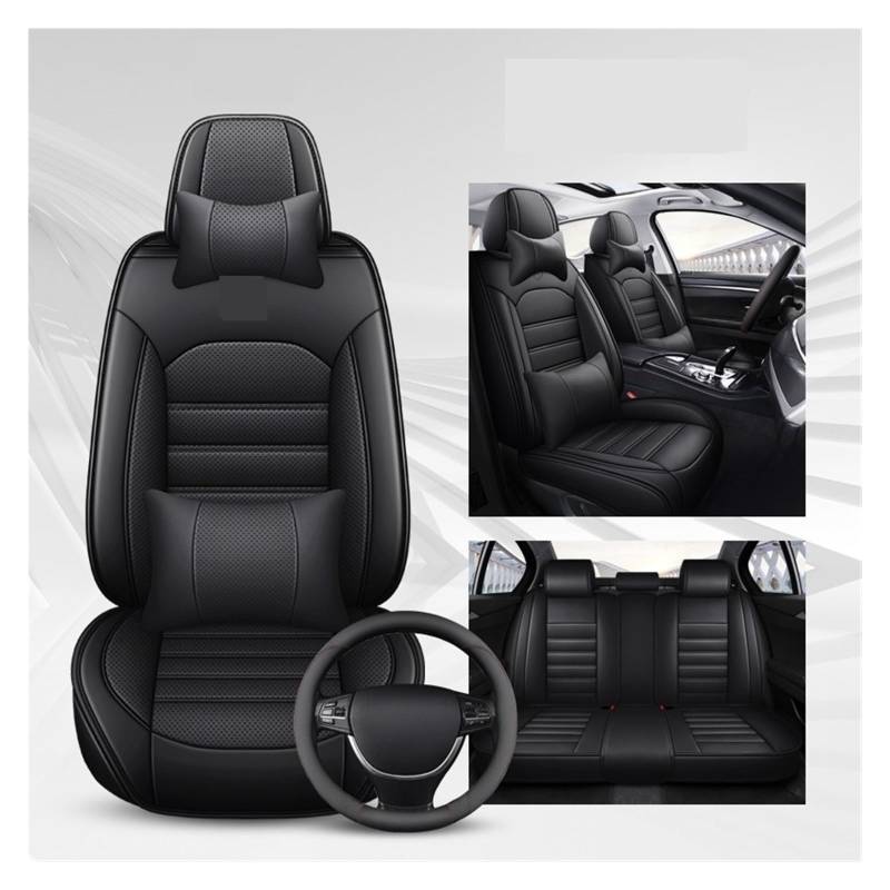 Voller Set atmungsaktives Napa Leder Universal Autositzabdeckungen for Soueast DX7 DX3 V3 V5 V6 A5 XIWang Lingshuai Autozubehör(Black With pillow) von FXFUPO