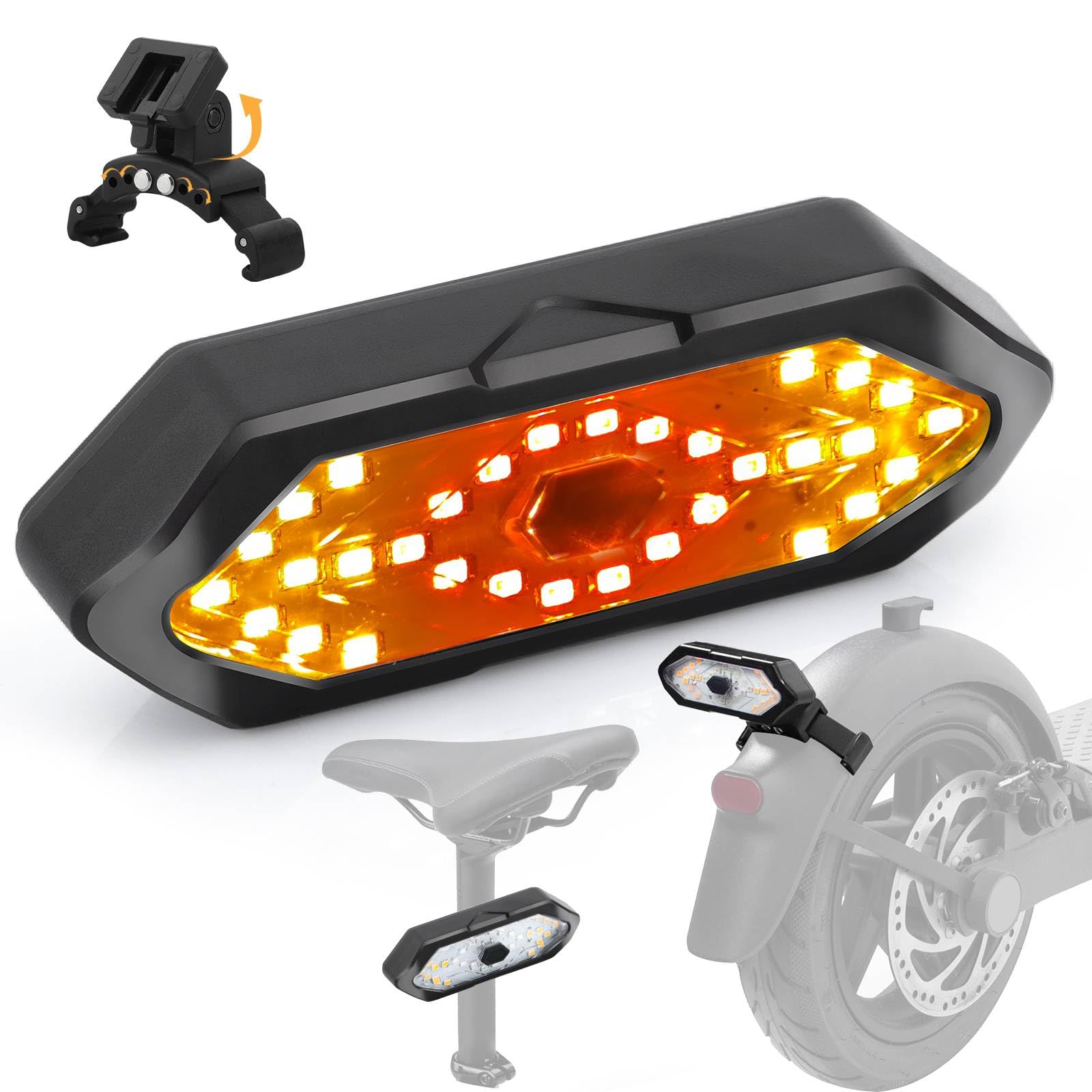 FXINRUIA E Scooter Blinker, Roller-Blinker, Rücklicht mit Fernbedienung, verstellbare Richtung, wiederaufladbares Zubehör kompatibel mit Xiaomi M365/Pro2/1S Serie E Scooter/Fahrradblinker von FXINRUIA