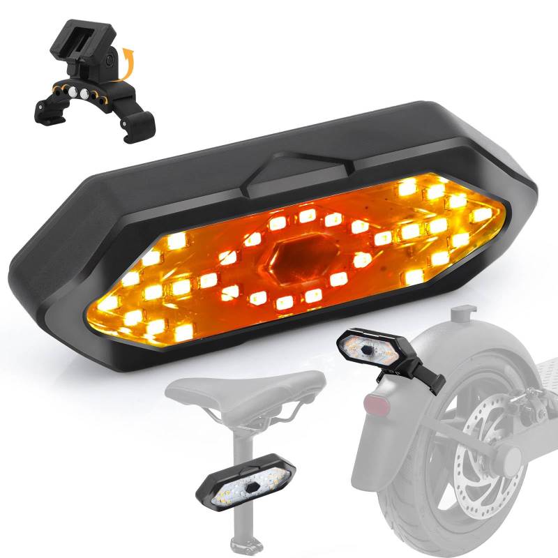 FXINRUIA E Scooter Blinker, Roller-Blinker, Rücklicht mit Fernbedienung, verstellbare Richtung, wiederaufladbares Zubehör kompatibel mit Xiaomi M365/Pro2/1S Serie E Scooter/Fahrradblinker von FXINRUIA