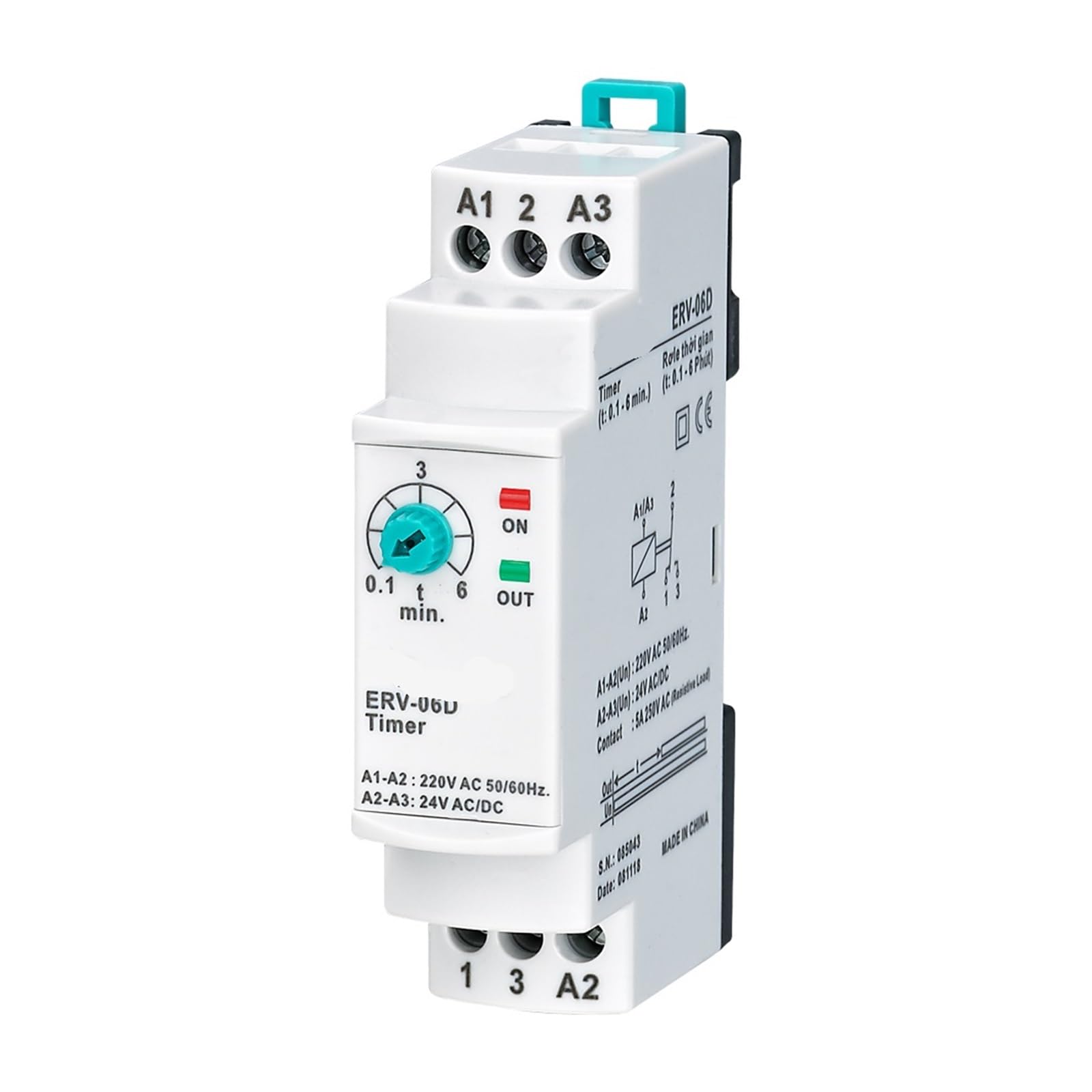 ERV-06D On Delay Time Relay Electronic Adjustable (0.1-6min.) FXPGIIOZM(150-260VAC 24VDC) von FXPGIIOZM