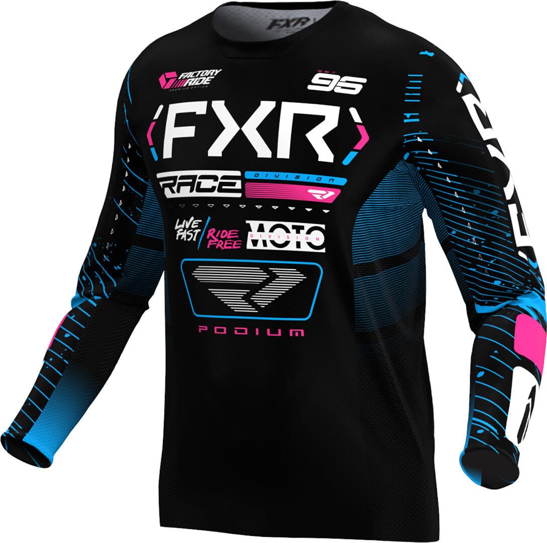 FXR Podium 2025 Motocross Jersey, schwarz/blau/pink, L von FXR