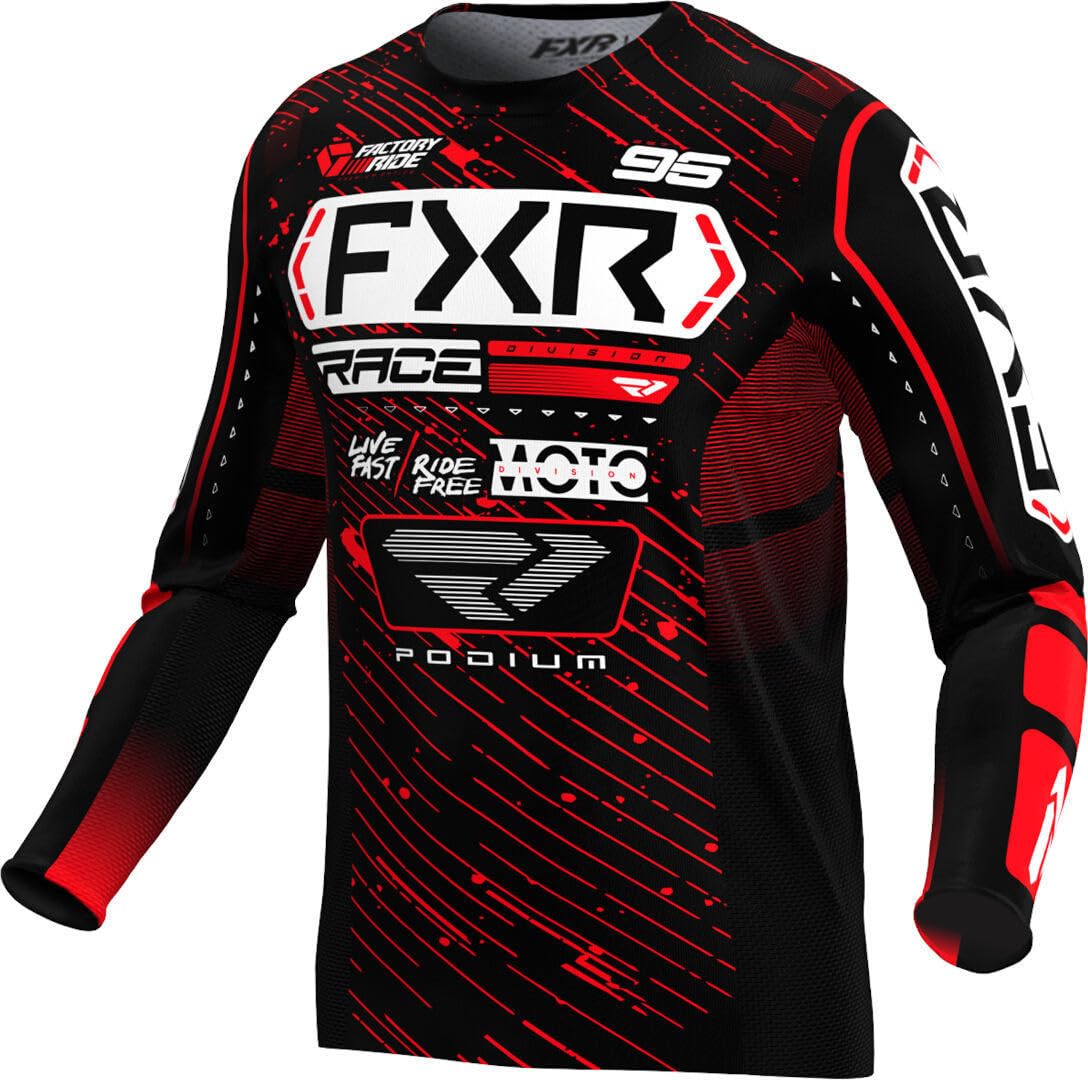 FXR Podium 2025 Motocross Jersey, schwarz/rot/weiß, L von FXR